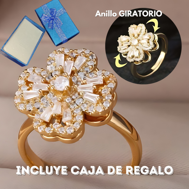 Anillo Trebol Corazon Giratorio + Caja de regalo