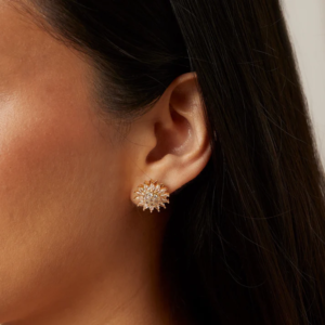 Aretes Girasol Giratorio + Caja de Regalo