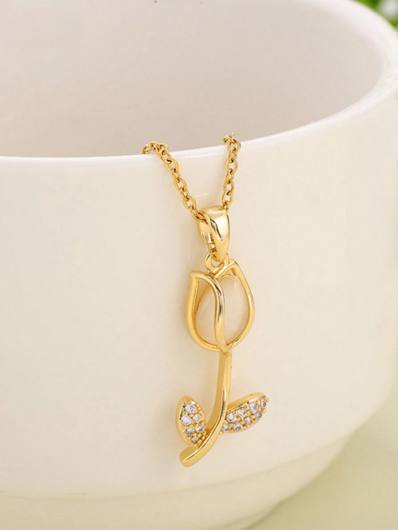 Collar Flor Tulipan Cristal + Caja de regalo
