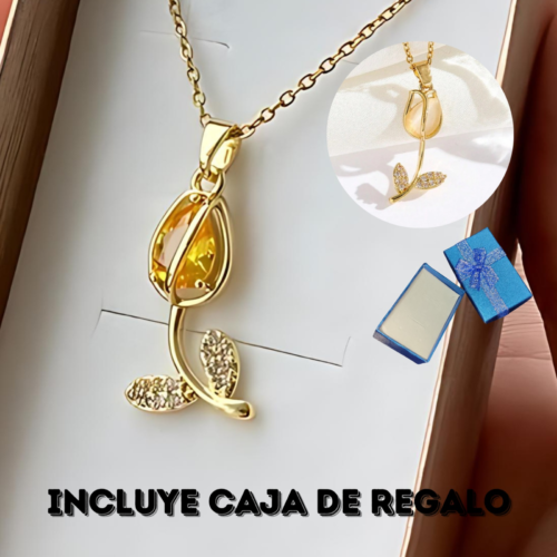 Collar Flor Tulipan Cristal + Caja de regalo