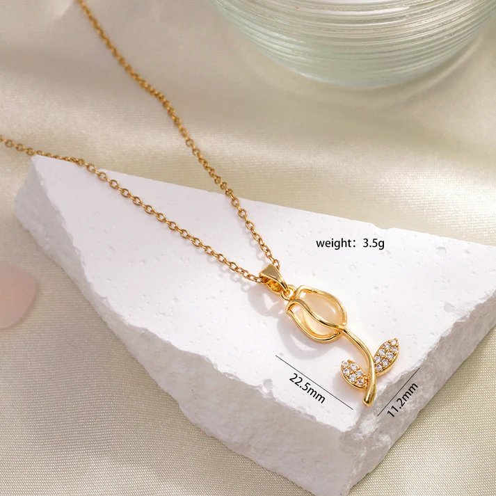 Collar Flor Tulipan Cristal + Caja de regalo