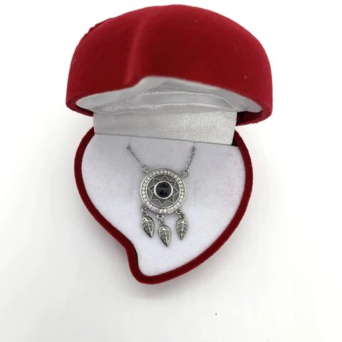 Collar Atrapasueños con Te amo 100 Idiomas + Caja de regalo de lujo