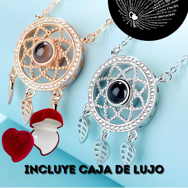Collar Atrapasueños con Te amo 100 Idiomas + Caja de regalo de lujo