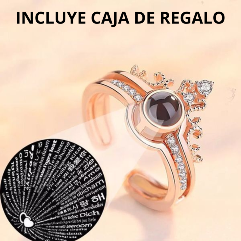 Anillo Te amo 100 idiomas + Caja de regalo