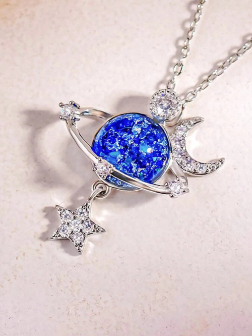 Collar de Galaxia Azul con Estrellas + Caja de regalo