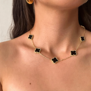 Combo Collar Van Cleef Bañado en Oro + Caja de Regalo