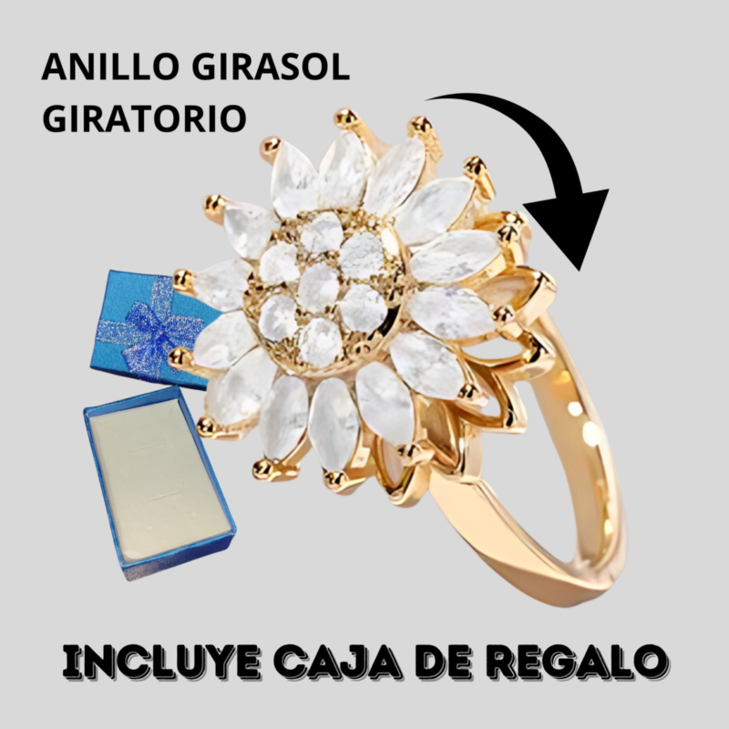 Anillo Girasol Giratorio + CAJAREGALO