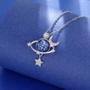 Collar de Galaxia Azul con Estrellas + Caja de regalo