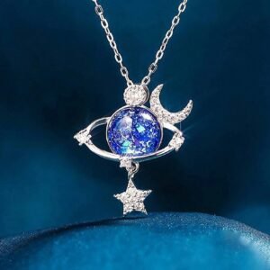 Collar de Galaxia Azul con Estrellas + Caja de regalo