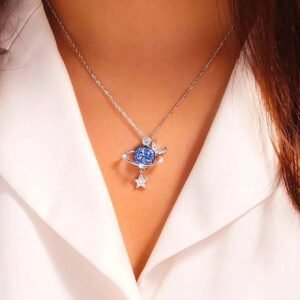 Collar de Galaxia Azul con Estrellas + Caja de regalo